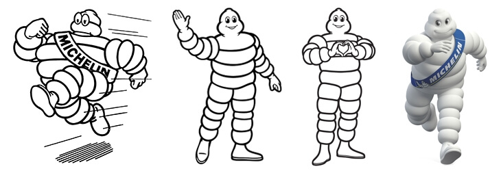 Omino michelin e la sua evoluzione nel tempo